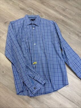 Blue Plaid Men's Dress Shirt